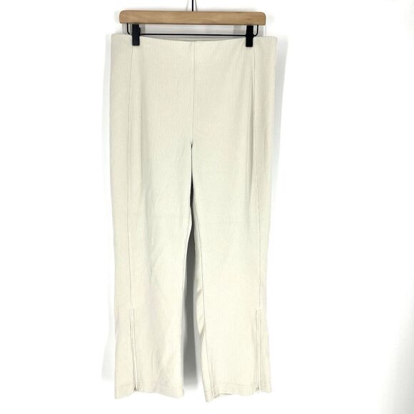 Lululemon Pants Size 12 Bone High Rise Softstreme Ribbed Zip Leg Flare Crop - Picture 1 of 7